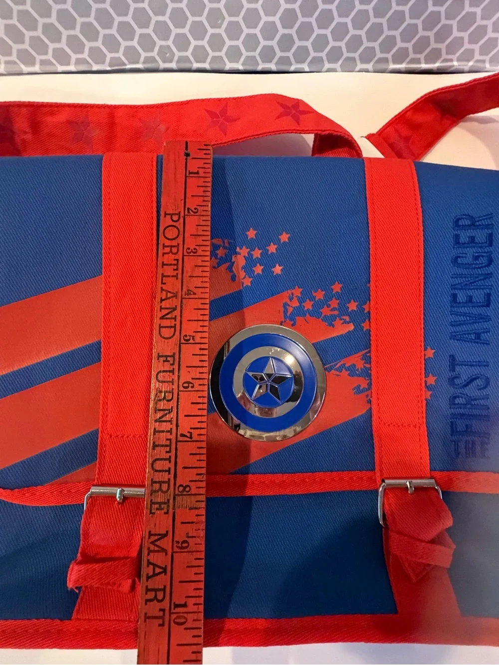 Disney Parks Marvel Red and Blue Captain America Messenger Bag!